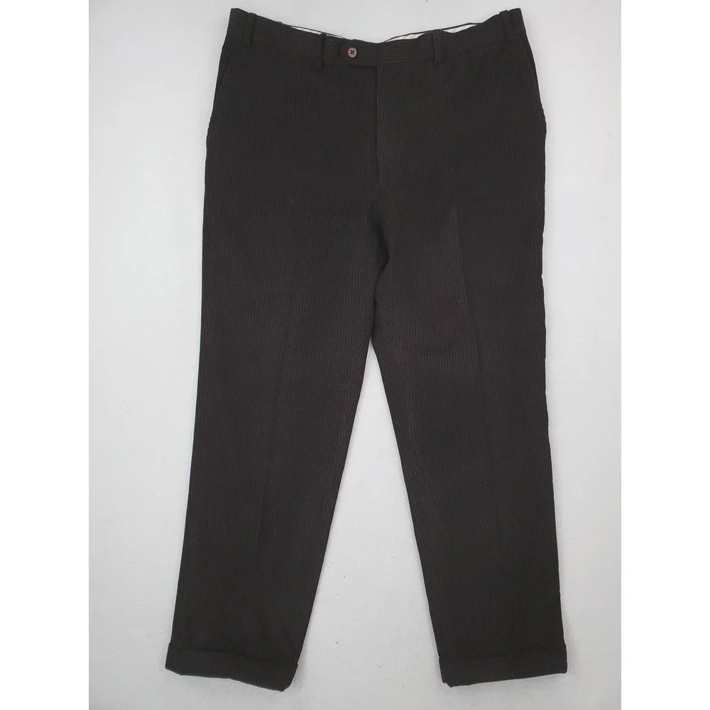Samuelsohn Pants Mens 38x32 Brown Loro Piana Zelander Corduroy Wool Dress Cuffed